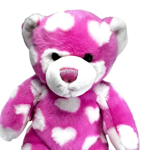 Build A Bear Hug Me Pink White Hearts Teddy Magnetic Paws BAB Plush Stuffed Toy - Picture 2 of 9